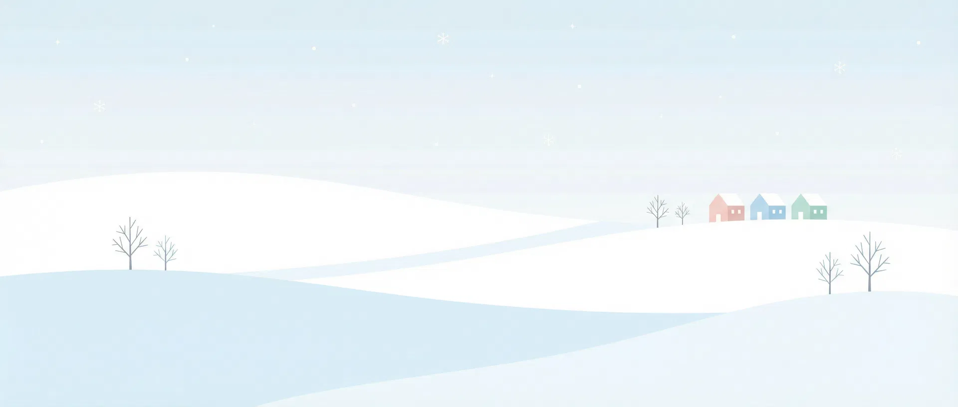 A soft snowy landscape with bare winter trees